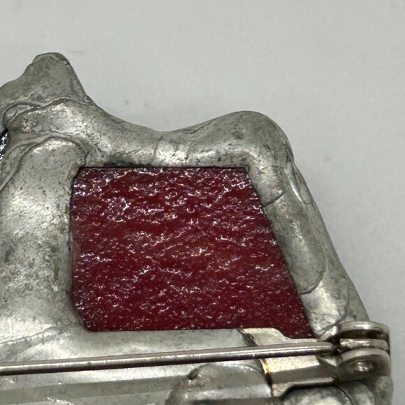 Abstract Modernist Handmade Brooch Stained Glass Brutalist Style Geometric OFAK - Picture 16 of 16